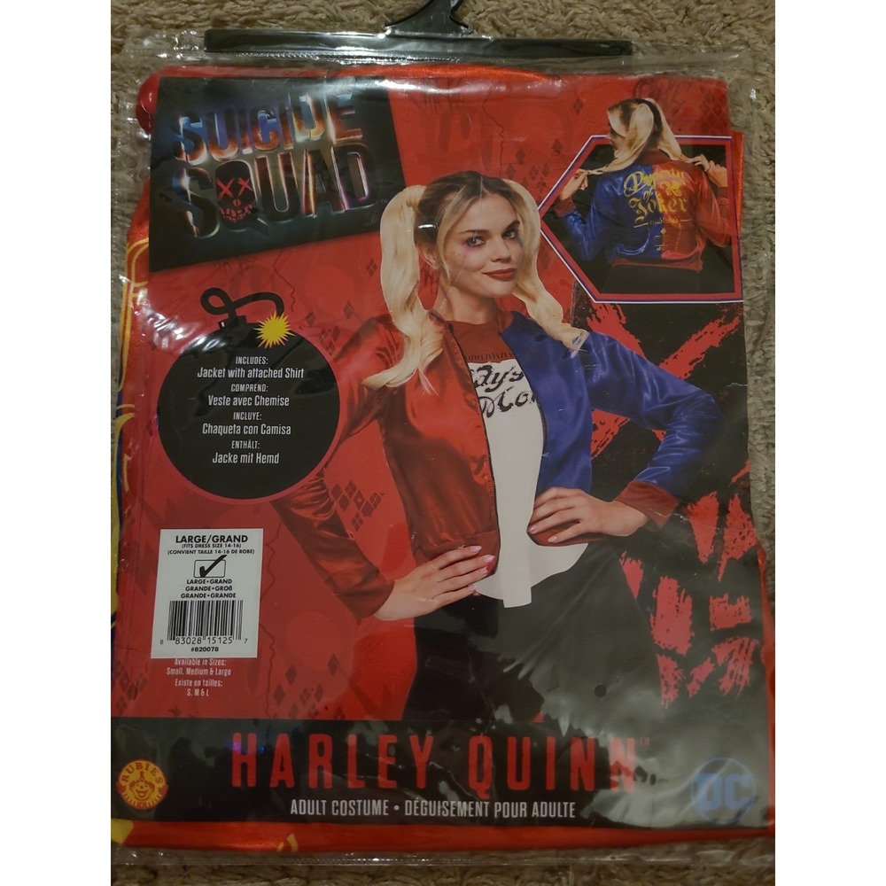 Adults Halloween Suicide Squad Harley Quinn Cosplay Costume Jacket & Shirt Large